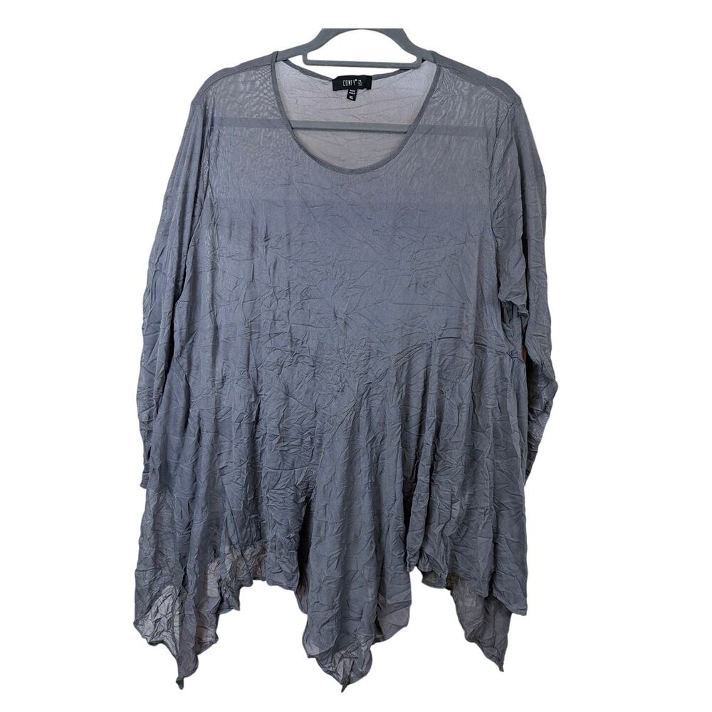 Comfy USA Gray Sheer Halo Piece Long Sleeve Scoop Neck Top Size XL